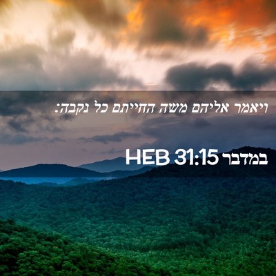 Picture 02 - במדבר 31:15 HEB - ויאמר אליהם משה החייתם כל - Bible Verse Picture