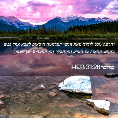 Picture 02 - במדבר 31:28 HEB - והרמת מכס ליהוה מאת אנשי - Bible Verse Picture