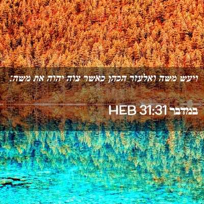 Picture 02 - במדבר 31:31 HEB - ויעש משה ואלעזר הכהן כאשר - Bible Verse Picture