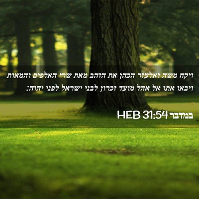 Picture 02 - במדבר 31:54 HEB - ויקח משה ואלעזר הכהן את - Bible Verse Picture