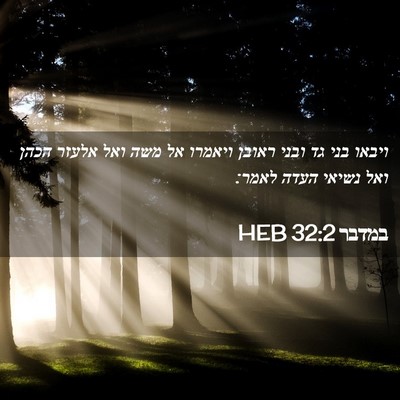 Picture 02 - במדבר 32:2 HEB - ויבאו בני גד ובני ראובן - Bible Verse Picture
