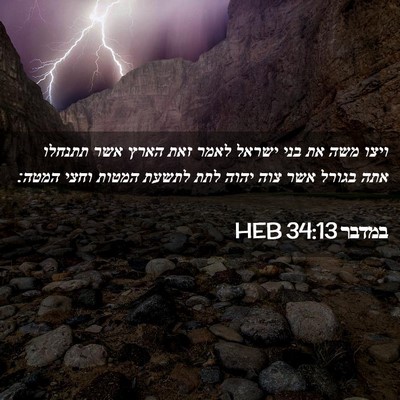 Picture 02 - במדבר 34:13 HEB - ויצו משה את בני ישראל לאמר - Bible Verse Picture