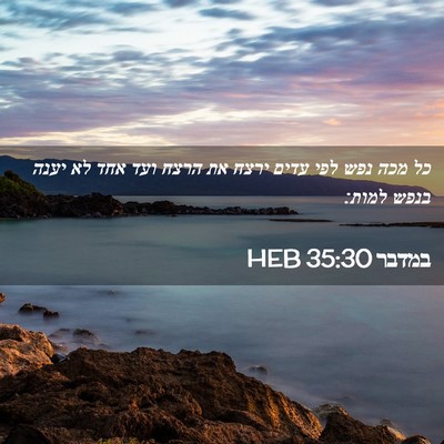 Picture 02 - במדבר 35:30 HEB - כל מכה נפש לפי עדים ירצח את - Bible Verse Picture