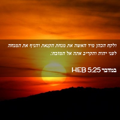 Picture 02 - במדבר 5:25 HEB - ולקח הכהן מיד האשה את מנחת - Bible Verse Picture