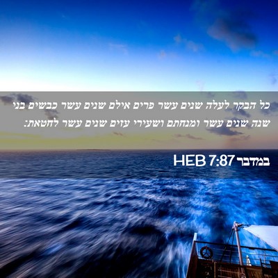 Picture 02 - במדבר 7:87 HEB - כל הבקר לעלה שנים עשר פרים - Bible Verse Picture