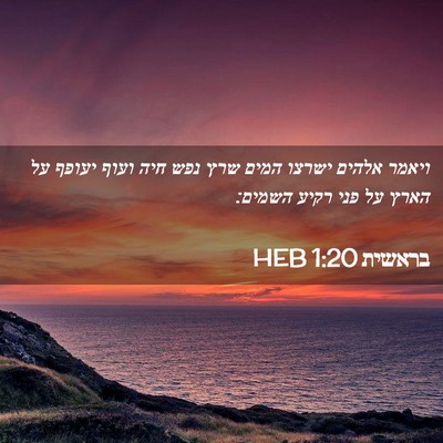Picture 02 - בראשית 1:20 HEB - ויאמר אלהים ישרצו המים שרץ - Bible Verse Picture