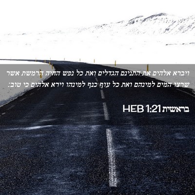 Picture 02 - בראשית 1:21 HEB - ויברא אלהים את התנינם - Bible Verse Picture