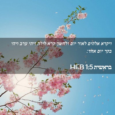 Picture 02 - בראשית 1:5 HEB - ויקרא אלהים לאור יום ולחשך - Bible Verse Picture