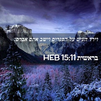 Picture 02 - בראשית 15:11 HEB - וירד העיט על הפגרים וישב - Bible Verse Picture