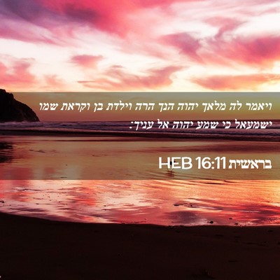 Picture 02 - בראשית 16:11 HEB - ויאמר לה מלאך יהוה הנך הרה - Bible Verse Picture