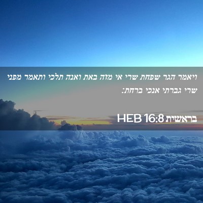 Picture 02 - בראשית 16:8 HEB - ויאמר הגר שפחת שרי אי מזה - Bible Verse Picture