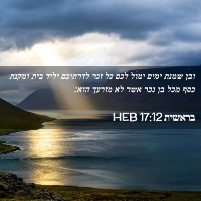 Picture 02 - בראשית 17:12 HEB - ובן שמנת ימים ימול לכם כל - Bible Verse Picture