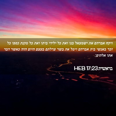 Picture 02 - בראשית 17:23 HEB - ויקח אברהם את ישמעאל בנו - Bible Verse Picture