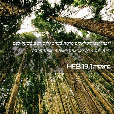 Picture 02 - בראשית 19:1 HEB - ויבאו שני המלאכים סדמה - Bible Verse Picture