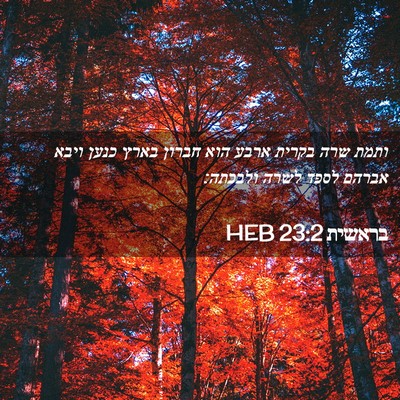 Picture 02 - בראשית 23:2 HEB - ותמת שרה בקרית ארבע הוא - Bible Verse Picture