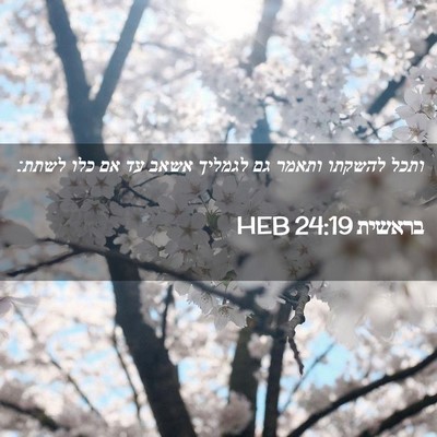 Picture 02 - בראשית 24:19 HEB - ותכל להשקתו ותאמר גם - Bible Verse Picture