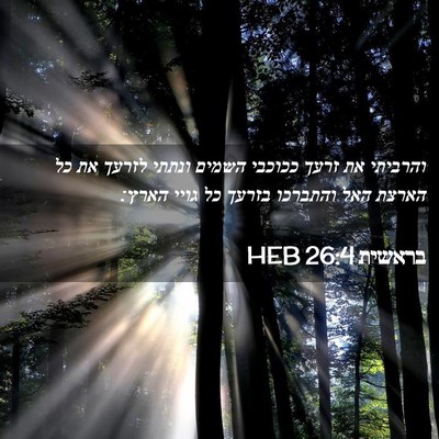 Picture 02 - בראשית 26:4 HEB - והרביתי את זרעך ככוכבי - Bible Verse Picture