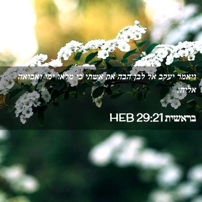 Picture 02 - בראשית 29:21 HEB - ויאמר יעקב אל לבן הבה את - Bible Verse Picture