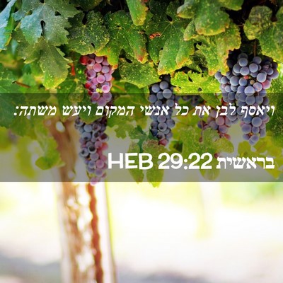 Picture 02 - בראשית 29:22 HEB - ויאסף לבן את כל אנשי המקום - Bible Verse Picture