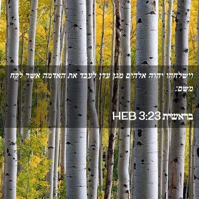 Picture 02 - בראשית 3:23 HEB - וישלחהו יהוה אלהים מגן עדן - Bible Verse Picture
