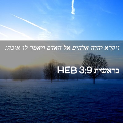 Picture 02 - בראשית 3:9 HEB - ויקרא יהוה אלהים אל האדם - Bible Verse Picture