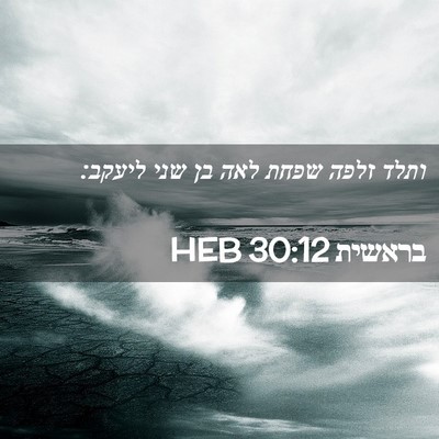 Picture 02 - בראשית 30:12 HEB - ותלד זלפה שפחת לאה בן שני - Bible Verse Picture