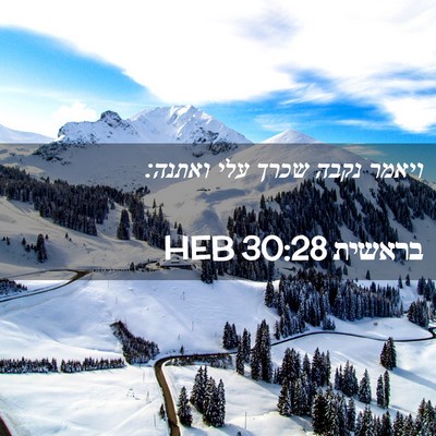 Picture 02 - בראשית 30:28 HEB - ויאמר נקבה שכרך עלי - Bible Verse Picture