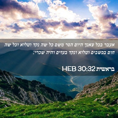 Picture 02 - בראשית 30:32 HEB - אעבר בכל צאנך היום הסר משם - Bible Verse Picture