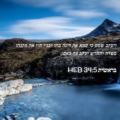 Picture 02 - בראשית 34:5 HEB - ויעקב שמע כי טמא את דינה - Bible Verse Picture