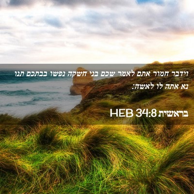 Picture 02 - בראשית 34:8 HEB - וידבר חמור אתם לאמר שכם בני - Bible Verse Picture