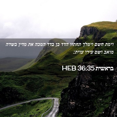 Picture 02 - בראשית 36:35 HEB - וימת חשם וימלך תחתיו הדד בן - Bible Verse Picture