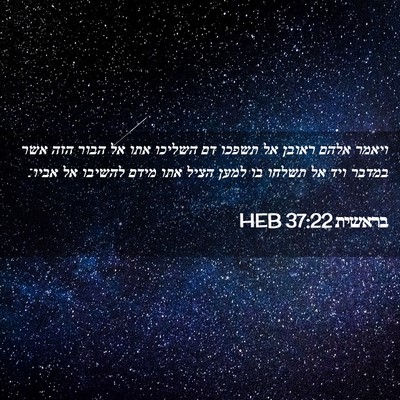 Picture 02 - בראשית 37:22 HEB - ויאמר אלהם ראובן אל תשפכו - Bible Verse Picture