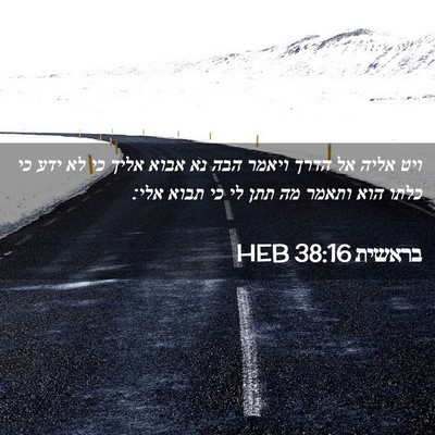 Picture 02 - בראשית 38:16 HEB - ויט אליה אל הדרך ויאמר הבה - Bible Verse Picture