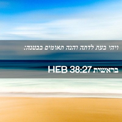 Picture 02 - בראשית 38:27 HEB - ויהי בעת לדתה והנה תאומים - Bible Verse Picture