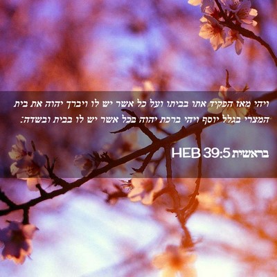 Picture 02 - בראשית 39:5 HEB - ויהי מאז הפקיד אתו בביתו - Bible Verse Picture