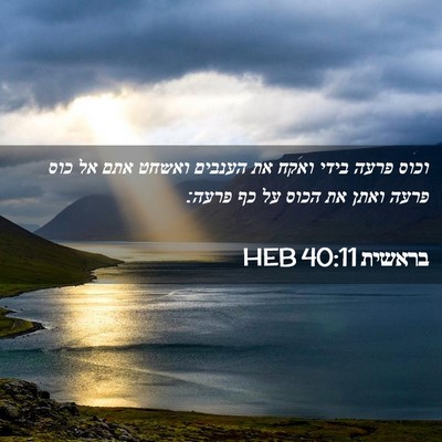 Picture 02 - בראשית 40:11 HEB - וכוס פרעה בידי ואקח את - Bible Verse Picture