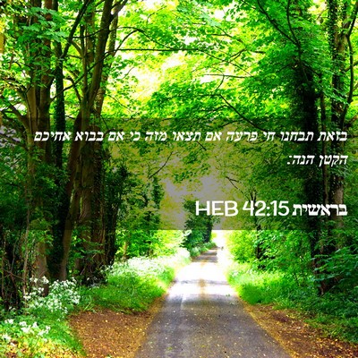 Picture 02 - בראשית 42:15 HEB - בזאת תבחנו חי פרעה אם תצאו - Bible Verse Picture