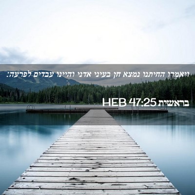 Picture 02 - בראשית 47:25 HEB - ויאמרו החיתנו נמצא חן - Bible Verse Picture