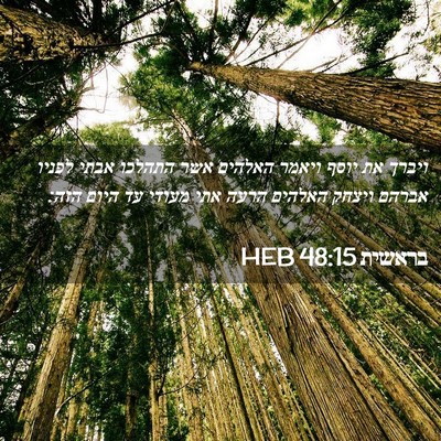Picture 02 - בראשית 48:15 HEB - ויברך את יוסף ויאמר האלהים - Bible Verse Picture
