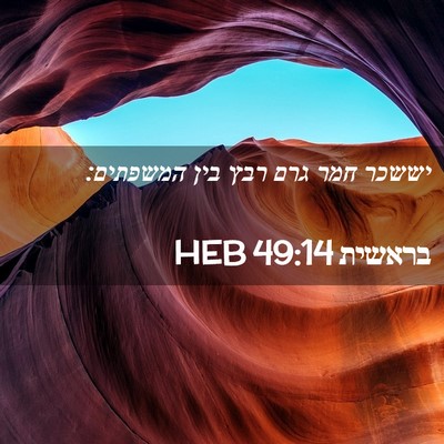 Picture 02 - בראשית 49:14 HEB - יששכר חמר גרם רבץ בין - Bible Verse Picture