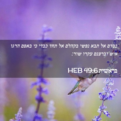 Picture 02 - בראשית 49:6 HEB - בסדם אל תבא נפשי בקהלם אל - Bible Verse Picture
