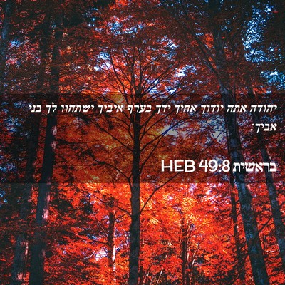 Picture 02 - בראשית 49:8 HEB - יהודה אתה יודוך אחיך ידך - Bible Verse Picture