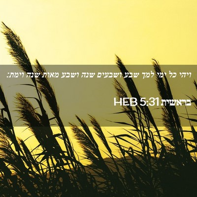 Picture 02 - בראשית 5:31 HEB - ויהי כל ימי למך שבע ושבעים - Bible Verse Picture