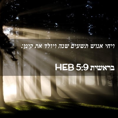 Picture 02 - בראשית 5:9 HEB - ויחי אנוש תשעים שנה ויולד - Bible Verse Picture