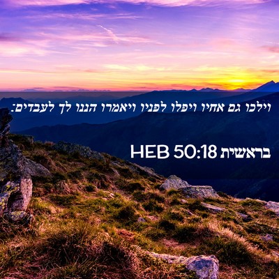 Picture 02 - בראשית 50:18 HEB - וילכו גם אחיו ויפלו לפניו - Bible Verse Picture
