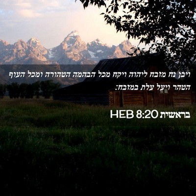 Picture 02 - בראשית 8:20 HEB - ויבן נח מזבח ליהוה ויקח מכל - Bible Verse Picture