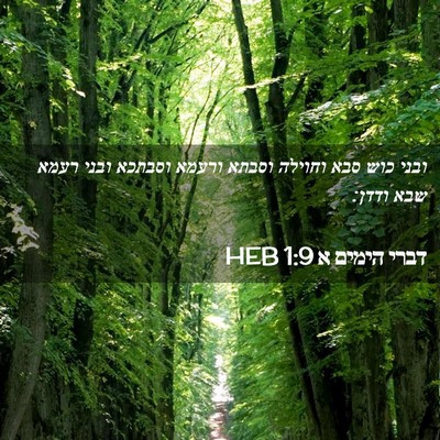 Picture 02 - דברי הימים א 1:9 HEB - ובני כוש סבא וחוילה וסבתא - Bible Verse Picture