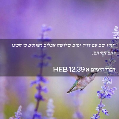 Picture 02 - דברי הימים א 12:39 HEB - ויהיו שם עם דויד ימים שלושה - Bible Verse Picture