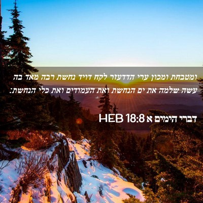 Picture 02 - דברי הימים א 18:8 HEB - ומטבחת ומכון ערי הדדעזר - Bible Verse Picture