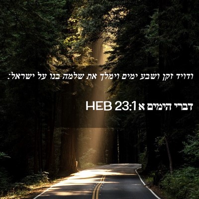 Picture 02 - דברי הימים א 23:1 HEB - ודויד זקן ושבע ימים וימלך - Bible Verse Picture